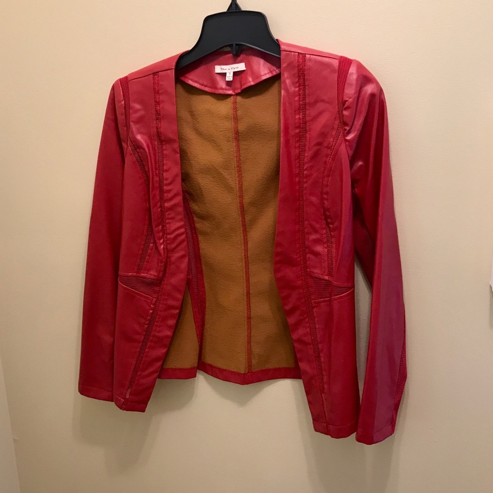 Faux leather jacket, Red - Picture 2 of 3